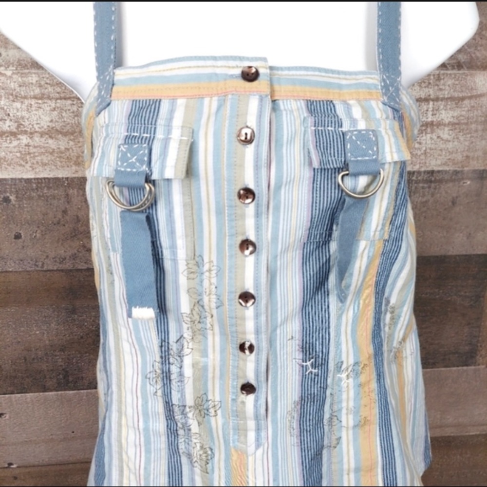 Free People Half Way Button Down Adjustable
Strap Tank Top Blouse.